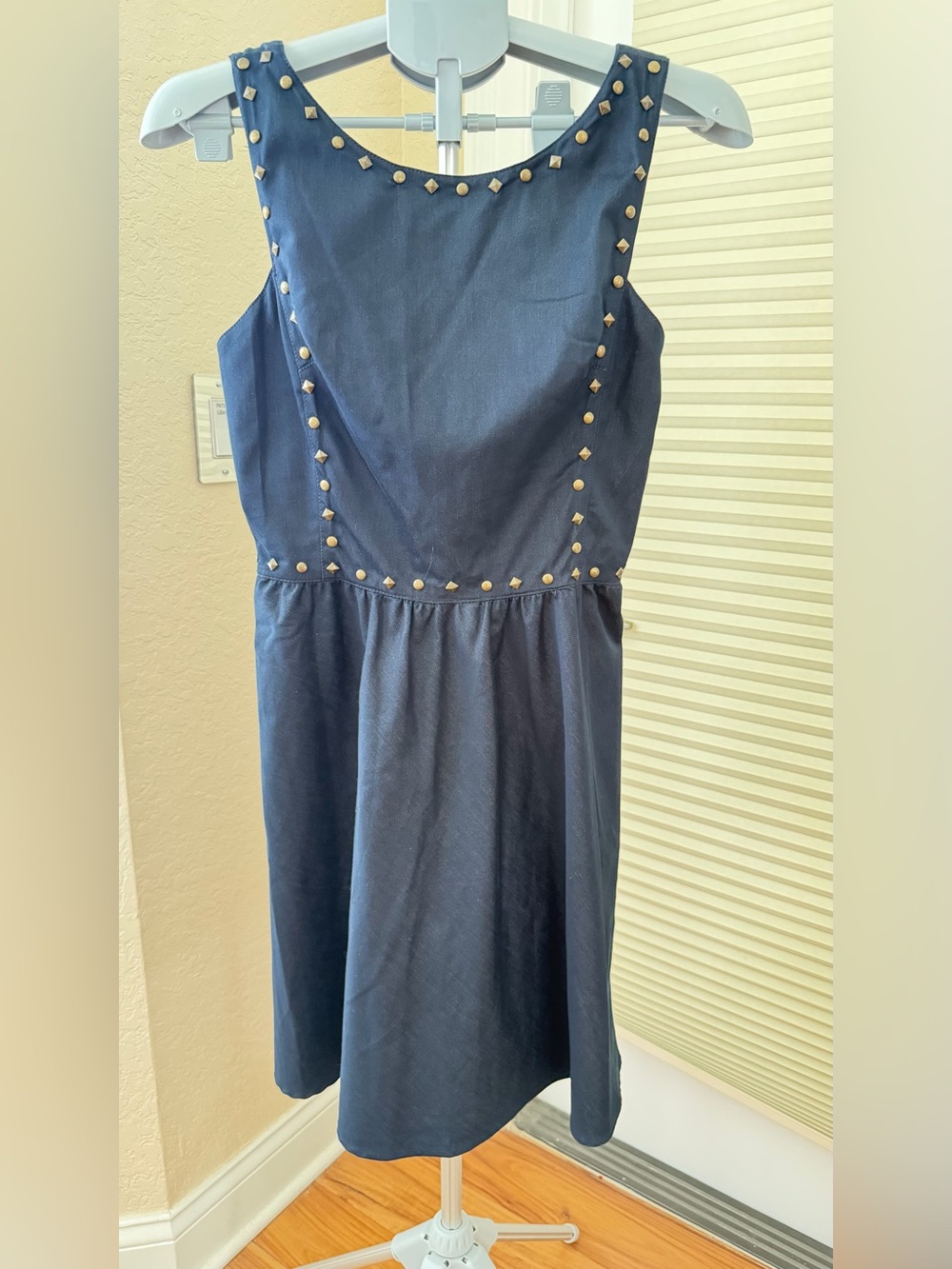 Betsey Johnson Navy Sleeveless Midi Dress with Stud Detail